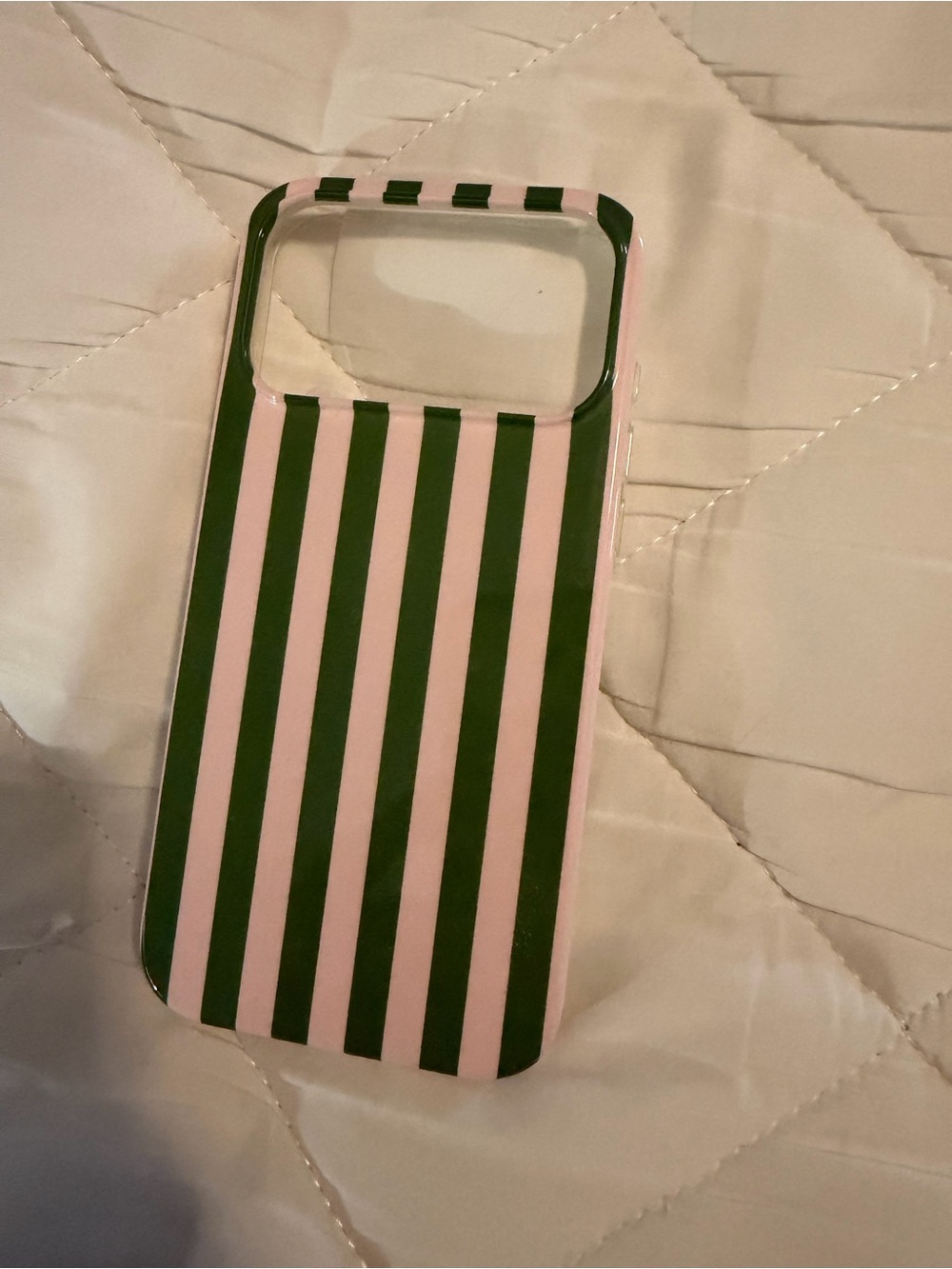 Striped Pink and Dark Green Protective Phone Case